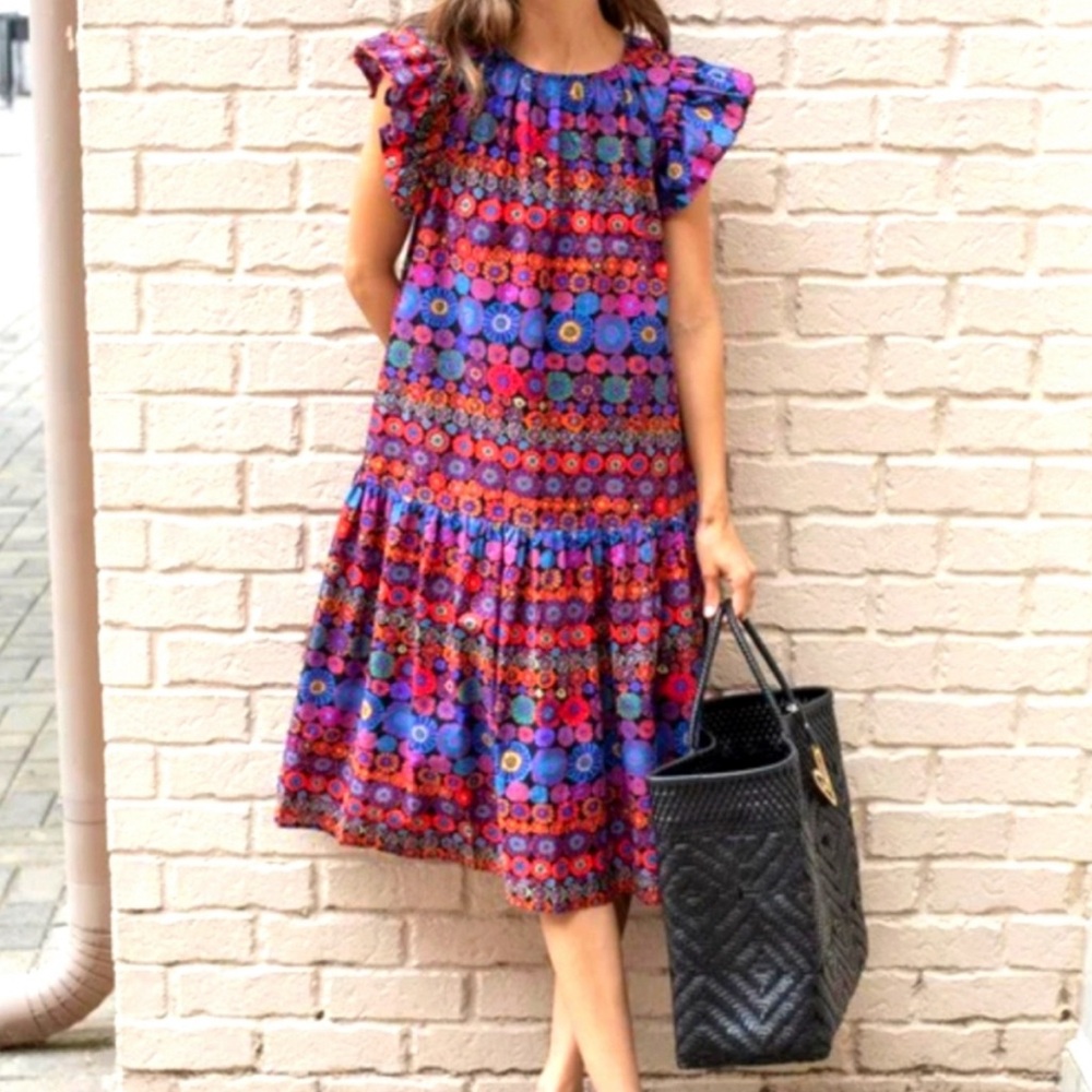 Pinch Odette Flutter Sleeve Midi Dress Large (L)